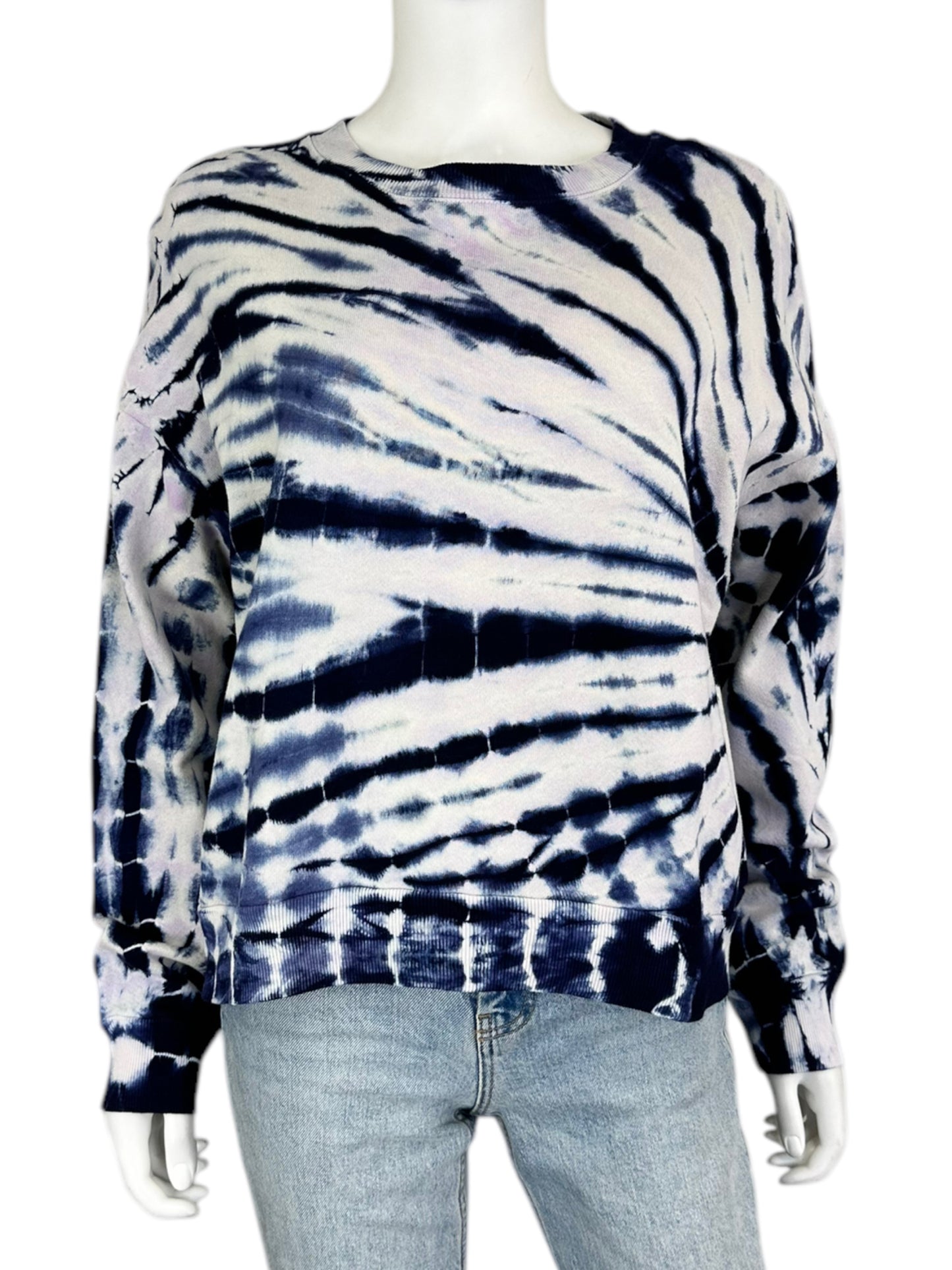 Monrow Navy 100% Cotton Tie Dye Sweatshirt Size S