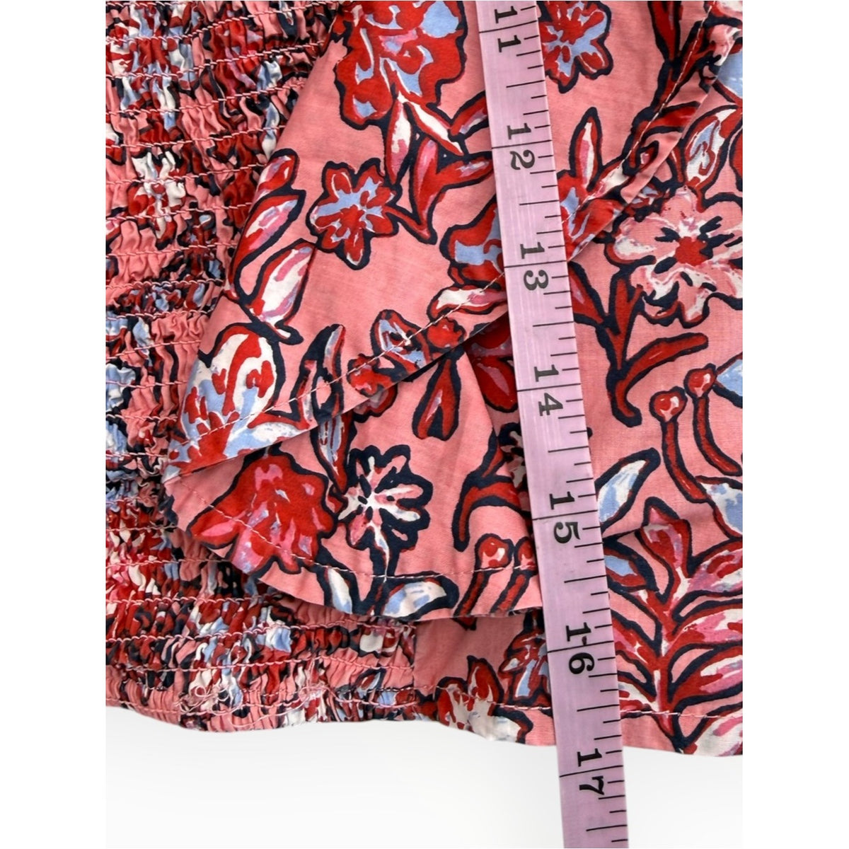 French Connection 100% Cotton Fontini Rhodes Floral Smocked Ruffle Crop Top Size XS