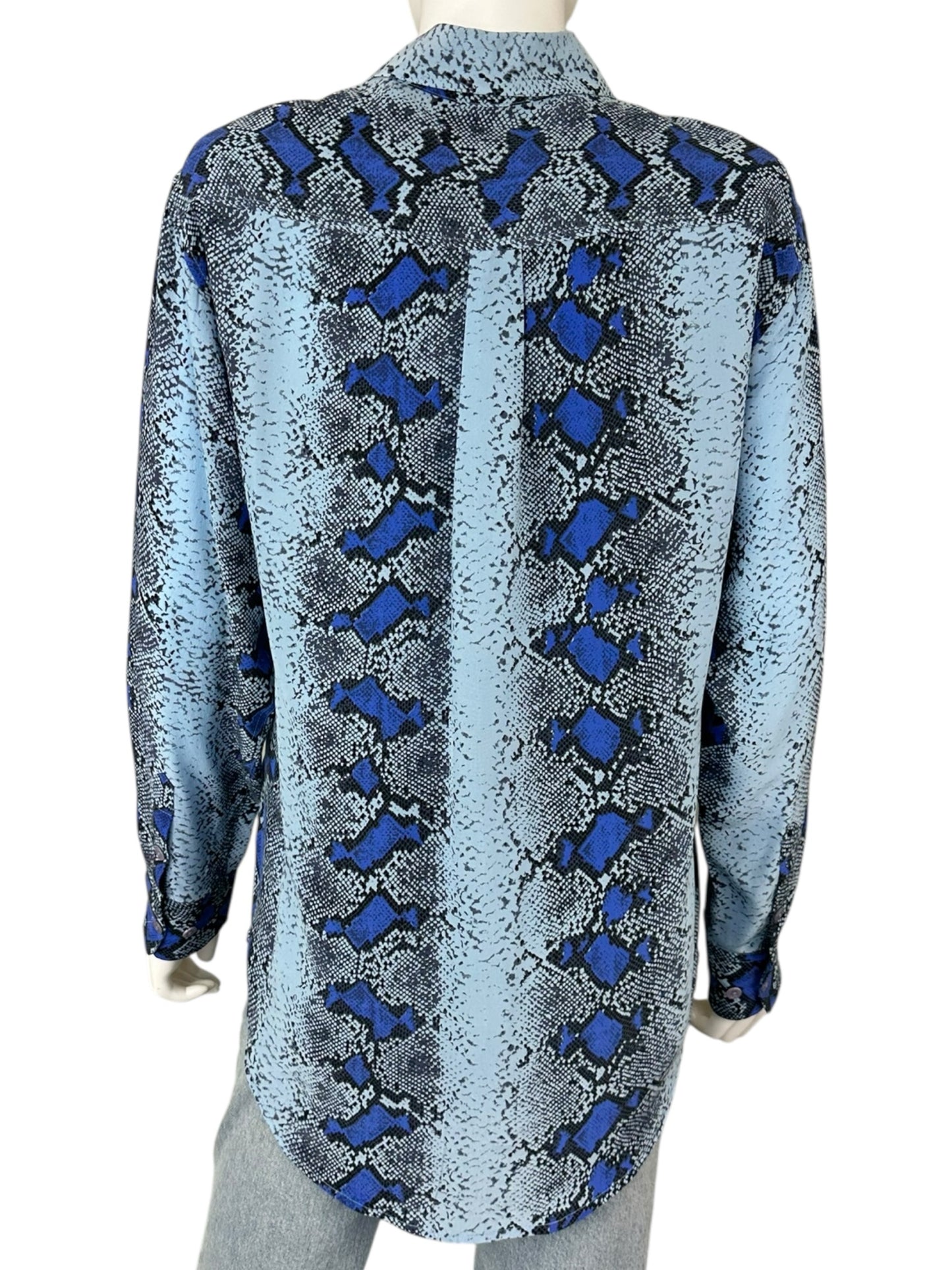 EQUIPMENT 100% Silk Blue Python Print Button-Down Shirt Size XS