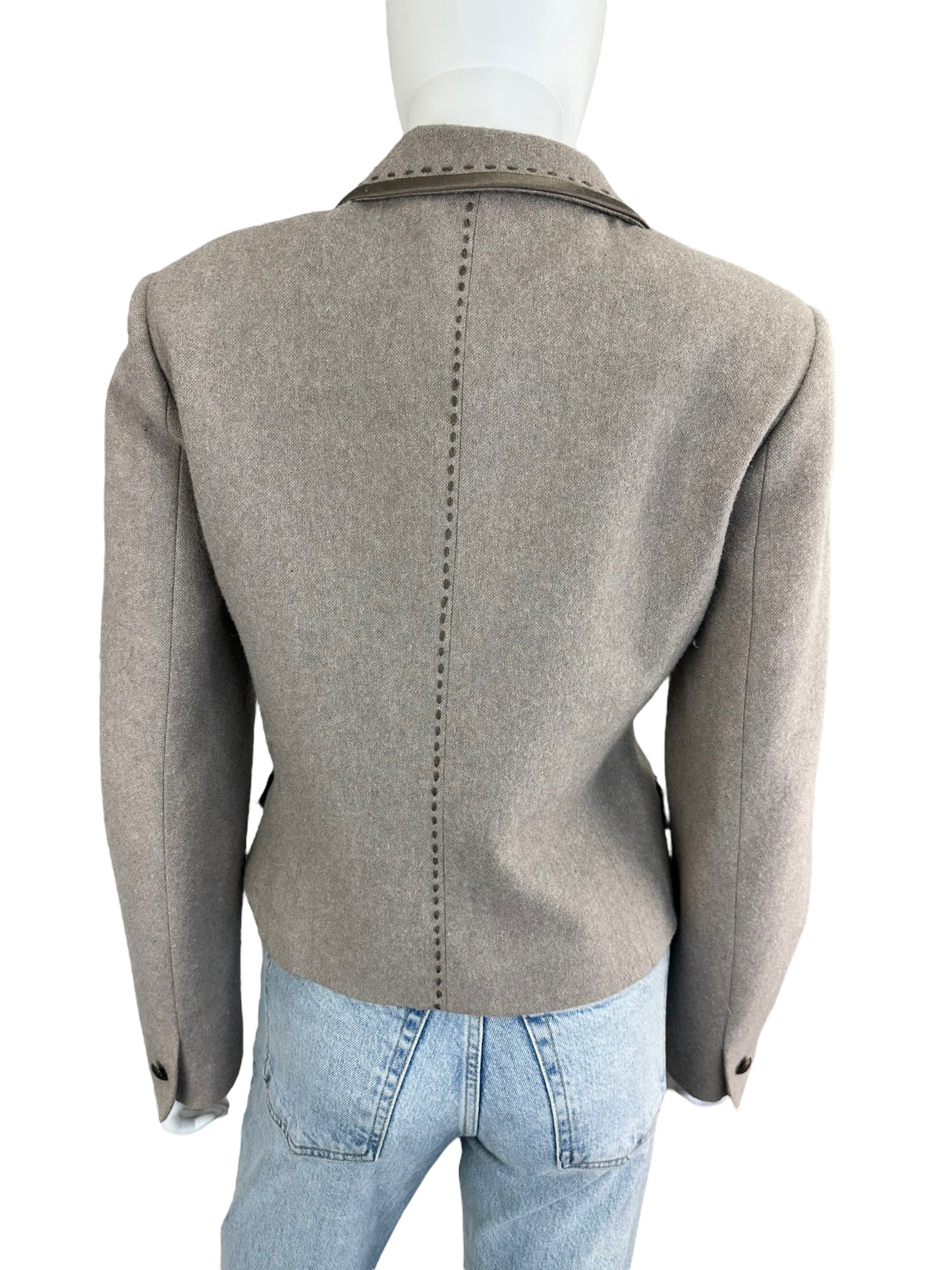 Spanner Cropped Beige Button Up Collard Coat Size 4