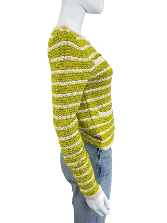 heartloom NWT Green Striped Sweater Cardigan Size XS