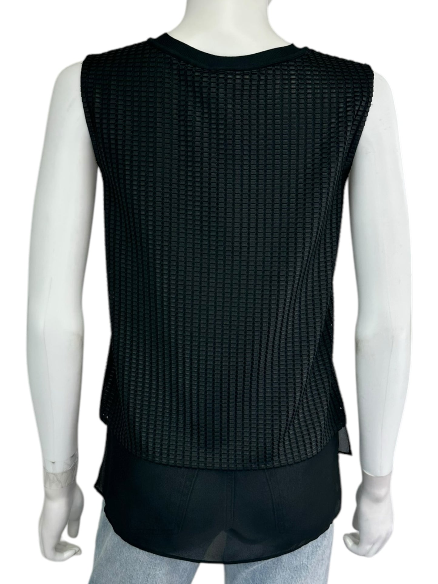 vince. 100% Silk Black Mesh Tank Size XS
