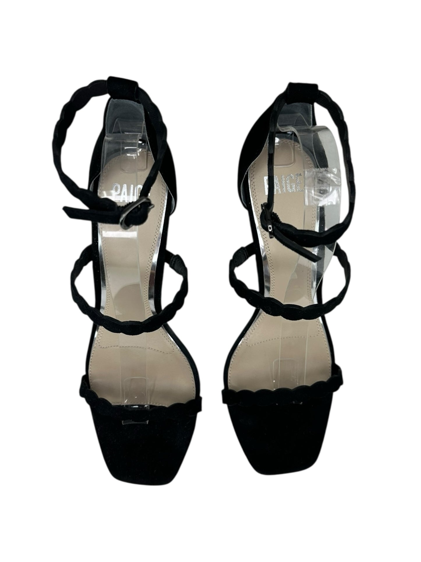 PAIGE Black Suede Scalloped Pumps Size 9