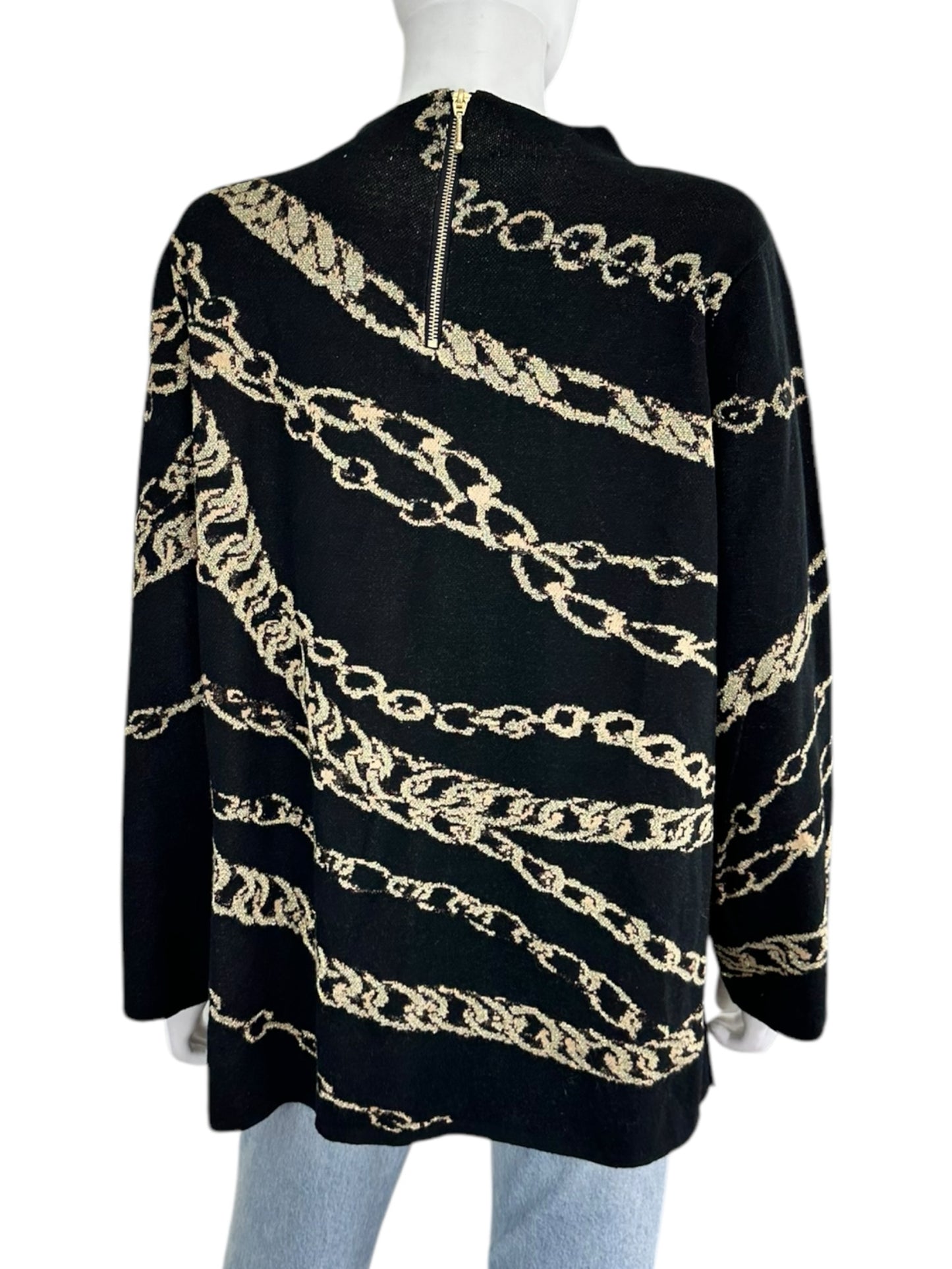 chicos Black and Gold Mock Neck Sweater Size XL