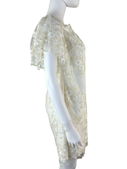 trina TRINA TURK Ivory Floral Lace Mini Cocktail Dress Size M