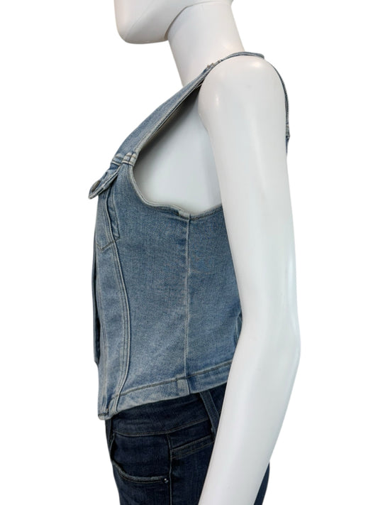 HIDDEN NWT Blue Fitted Denim Vest Size S