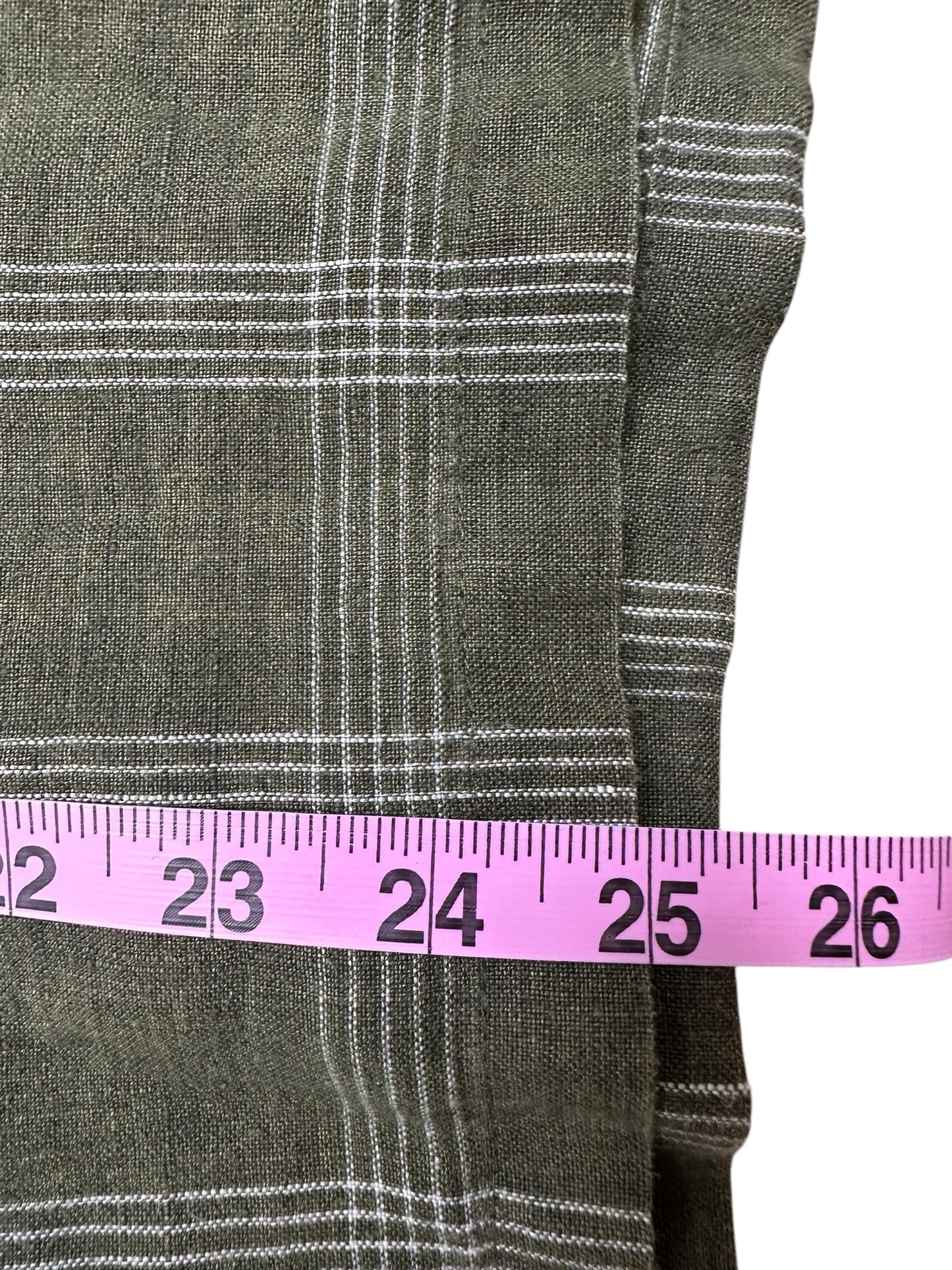 EILEEN FISHER 100% Organic Linen Green Plaid Blouse Size XL