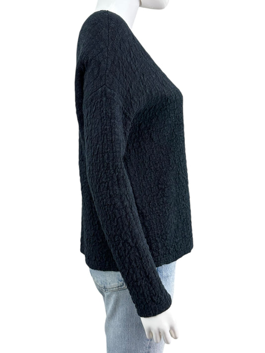 EILEEN FISHER Black Organic Linen Cotton Knit Top Size XXS