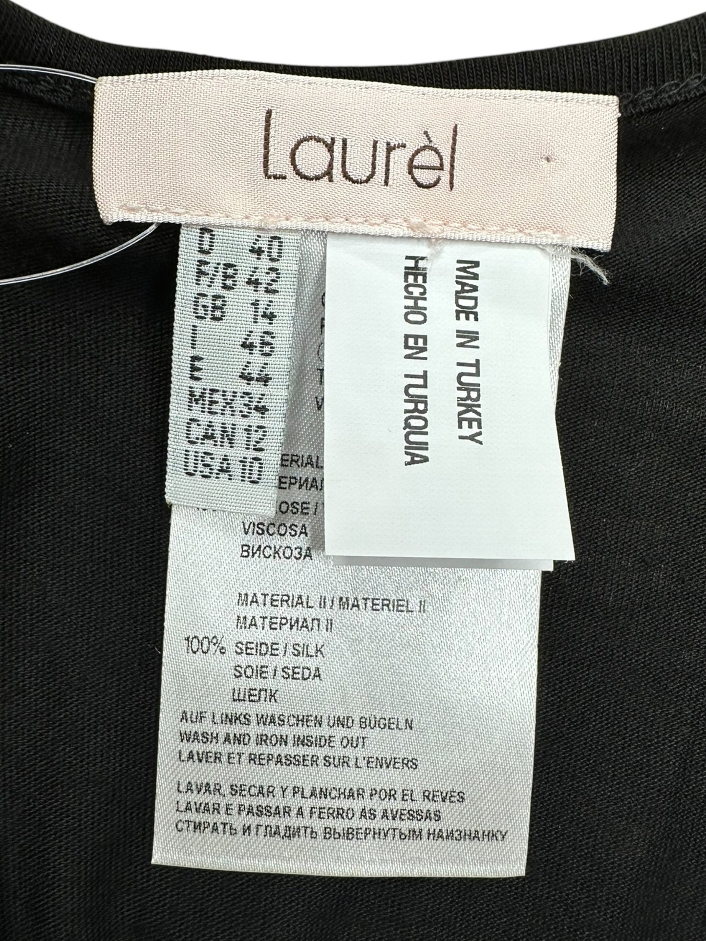 laurel 100% Silk Black Blouse Size 10