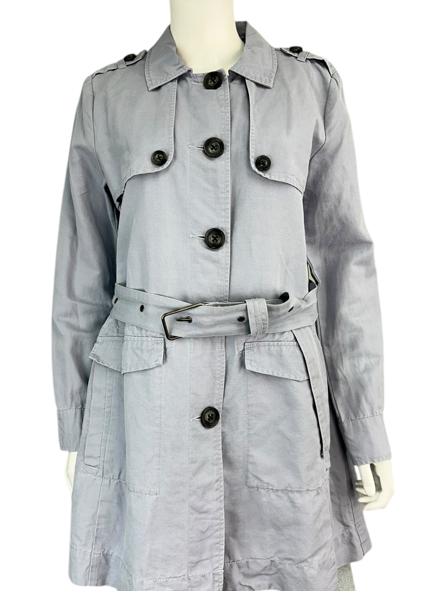 cabi Pastel Blue TANNER Trench Coat Size M