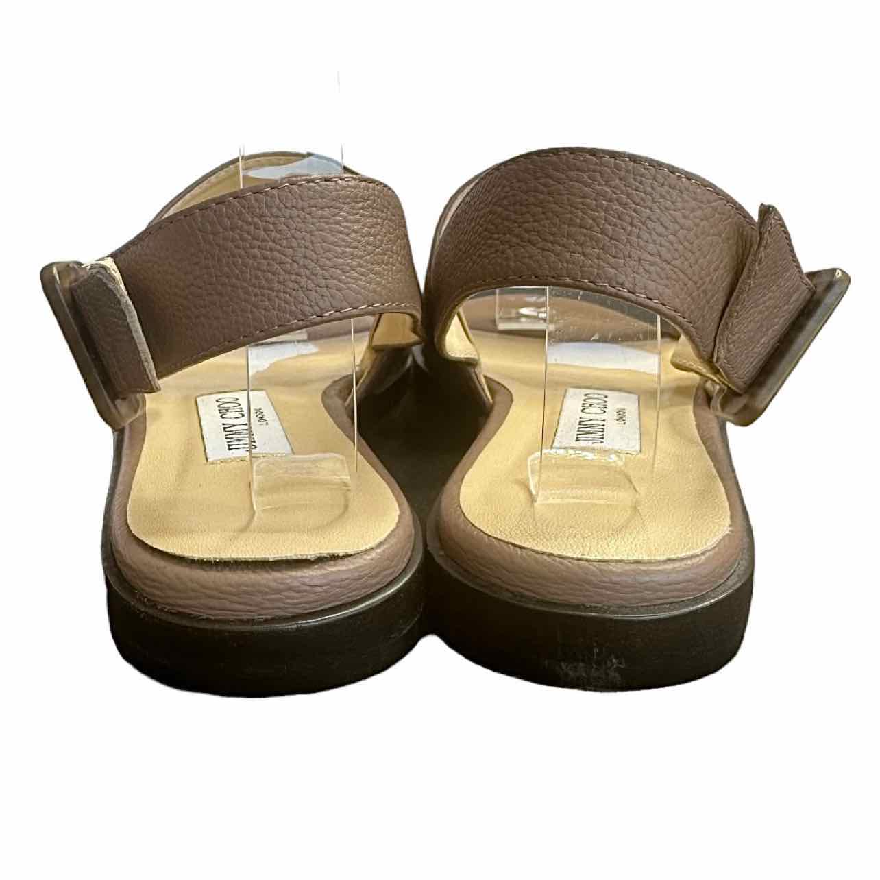 JIMMY CHOO Taupe Leather Sandals Size 38