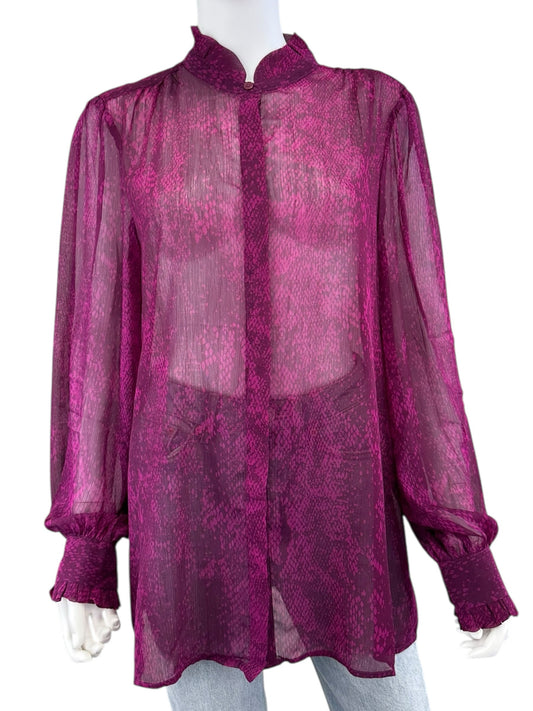 Chico's NWT Purple Ridge Reptile Print Blouse Size L