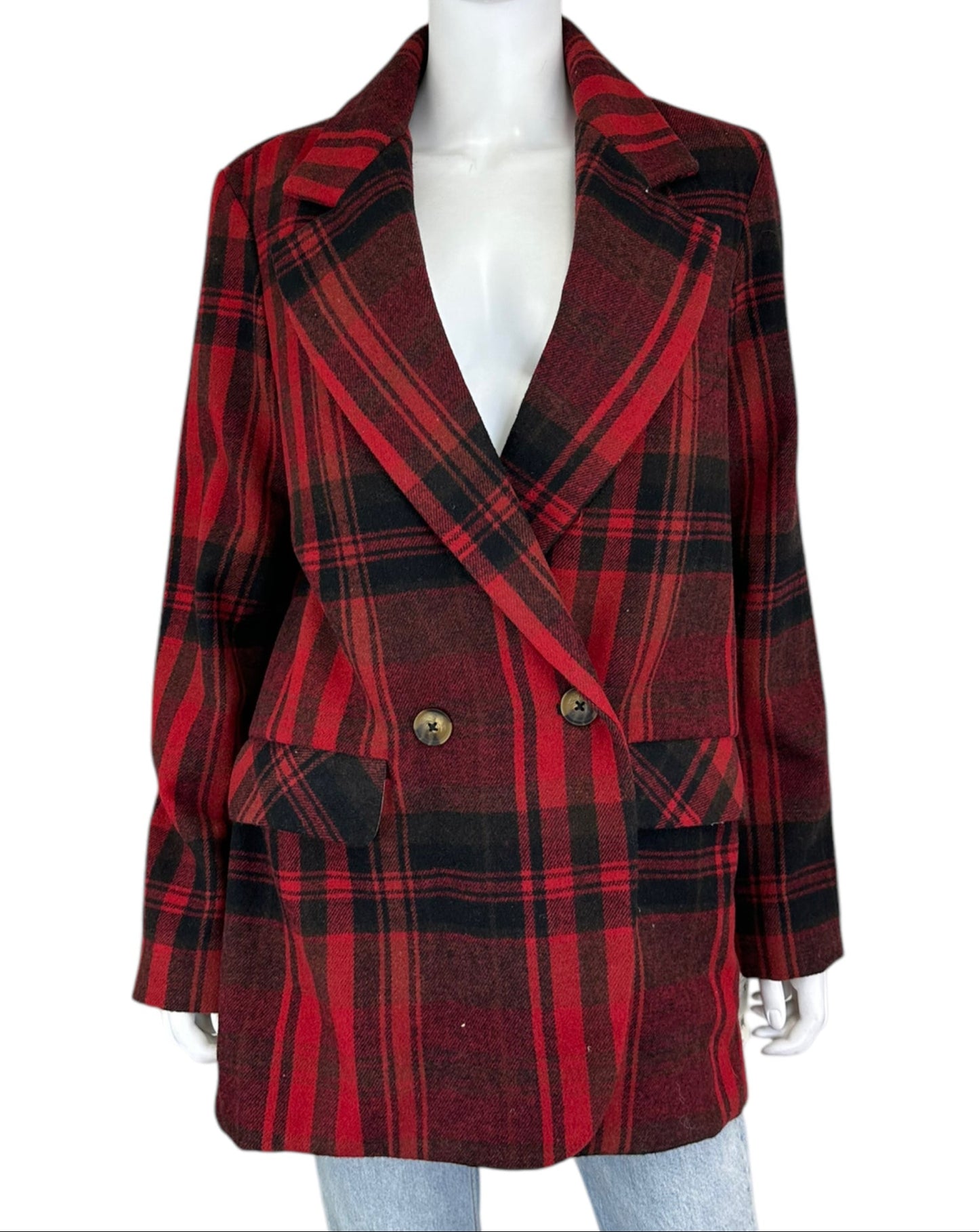 Free People NWT Red Wool Flannel Coat Size S