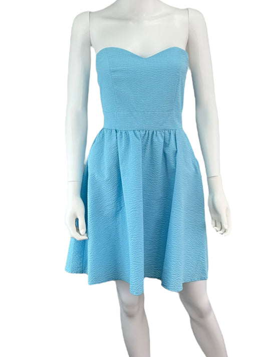 Lauren James NWT Aqua Strapless Seersucker Sundress Size S