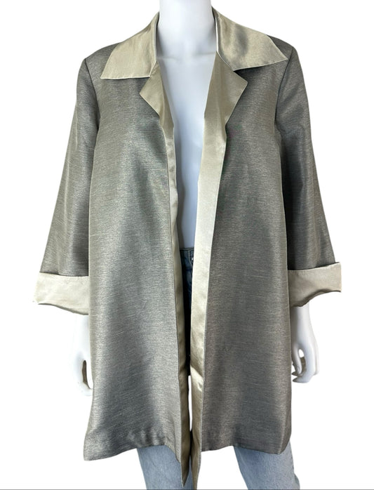 Chico's NWT Pewter Shantung Topper Coat Size 8/10