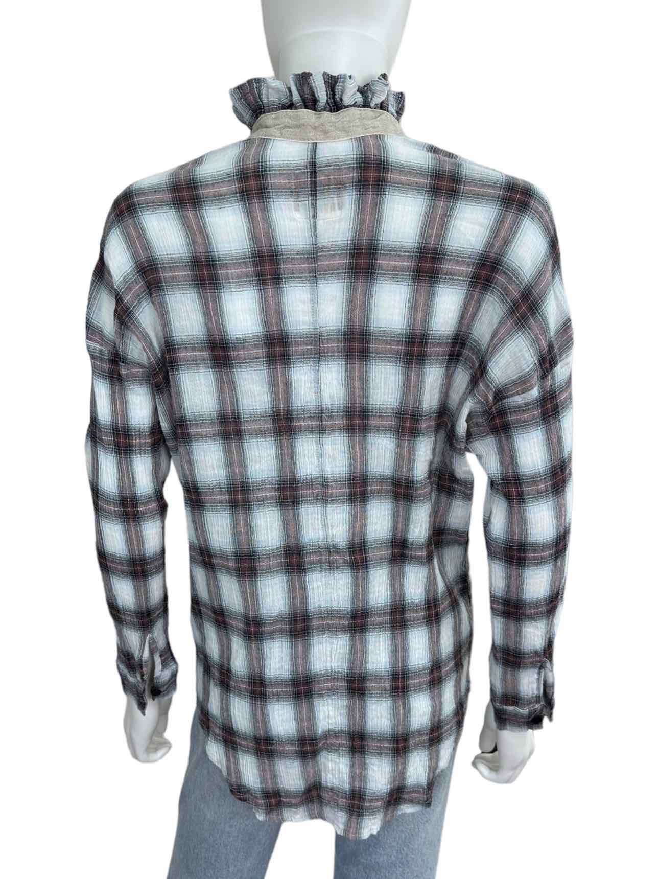 A SHIRT THING Plaid Blouse Size M
