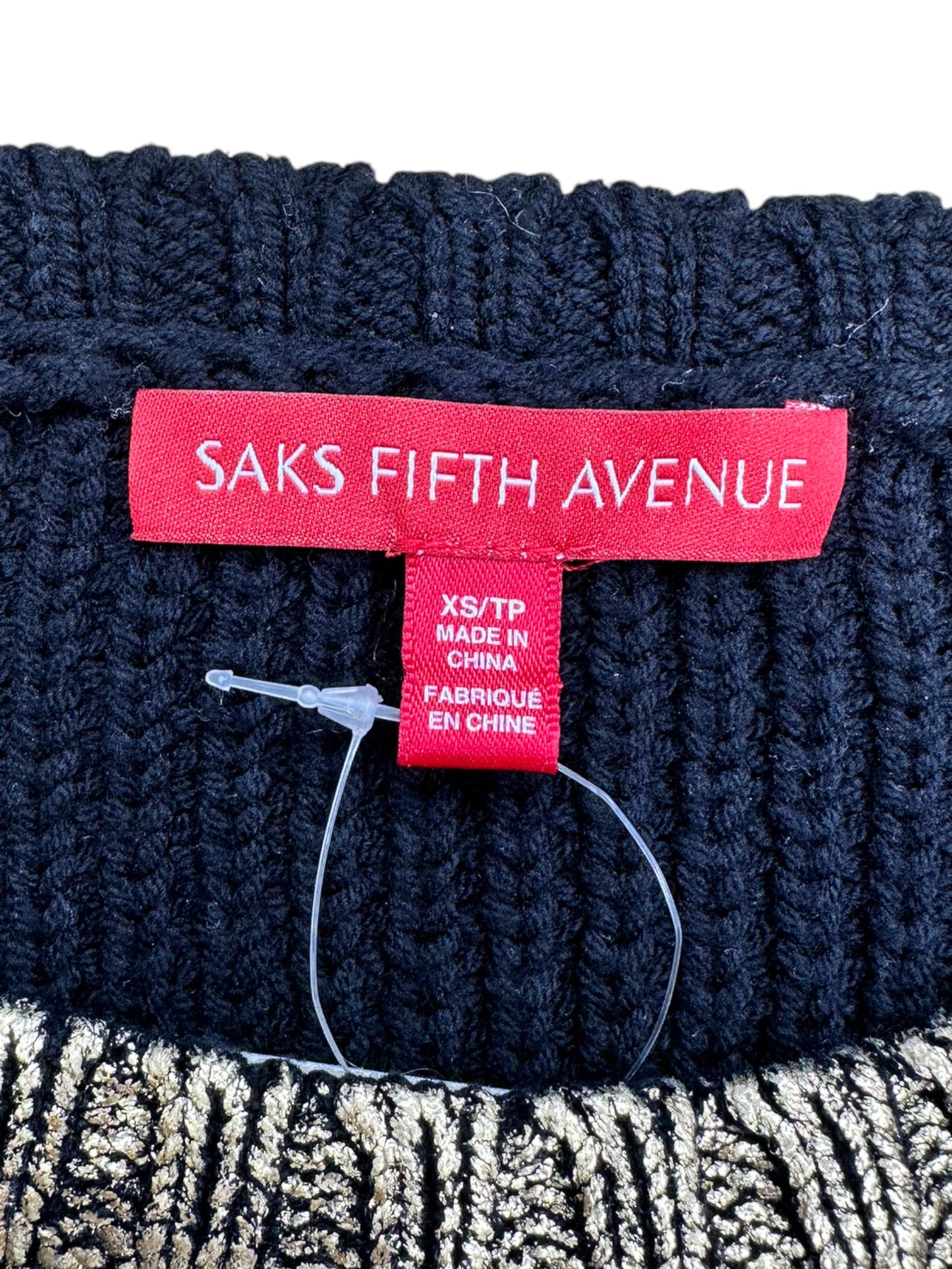 SAKS FIFTH AVENUE Black and Gold Sweater Size XS
