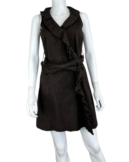 MILLY of New York Brown Ruffle Mini Dress Size 6