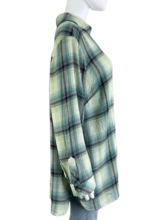 J. Jill NWT Green Plaid Button Down Shirt Size XL