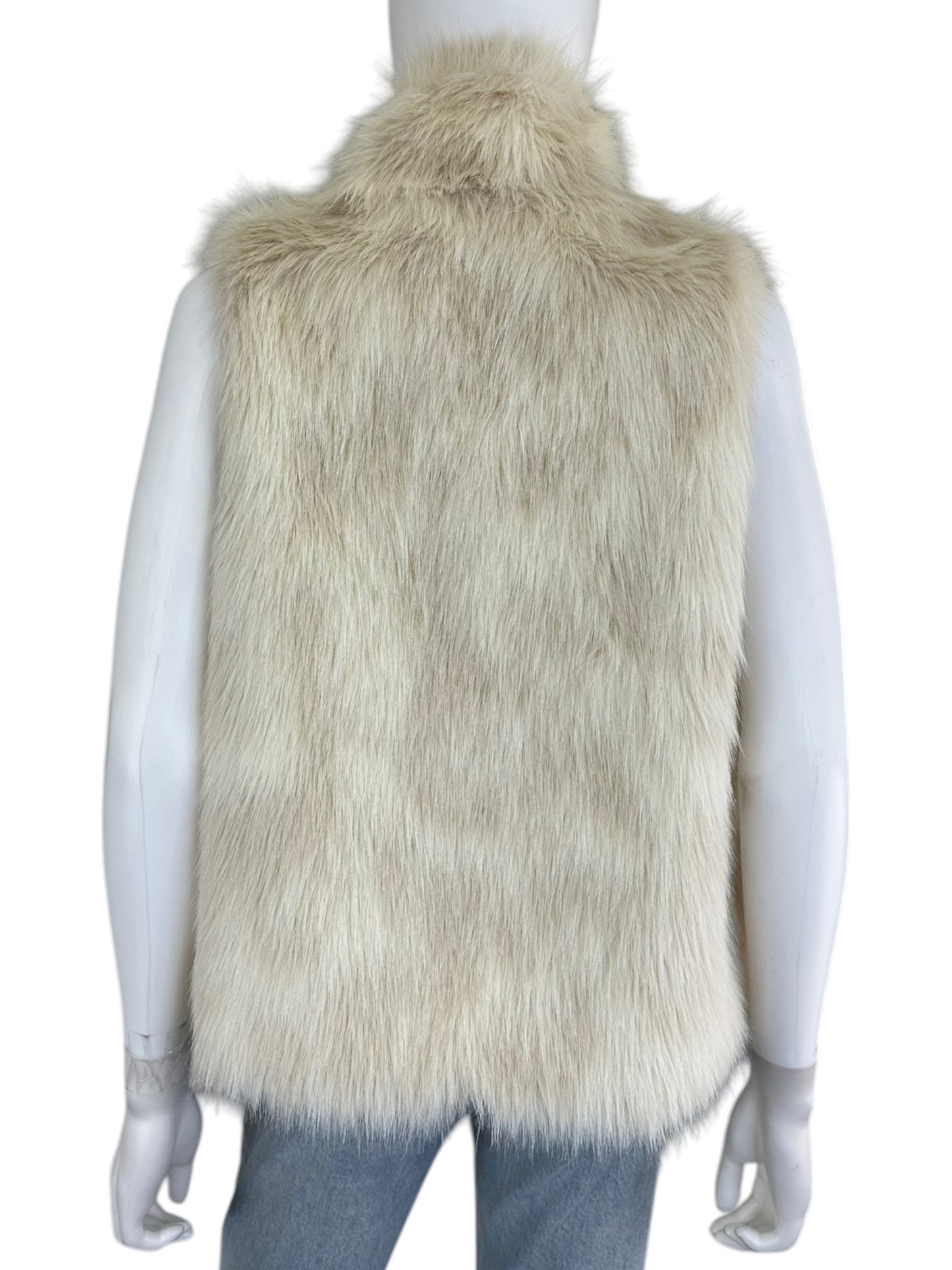 GIBSON LATIMER Cream Faux Fur Vest Size S