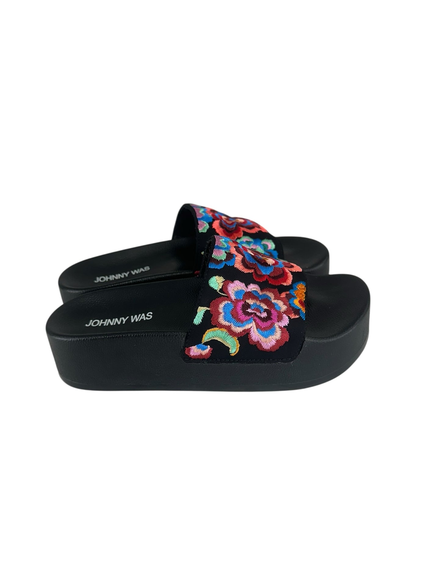 Johnny Was Black Calanthe Platform Sandal Size 6