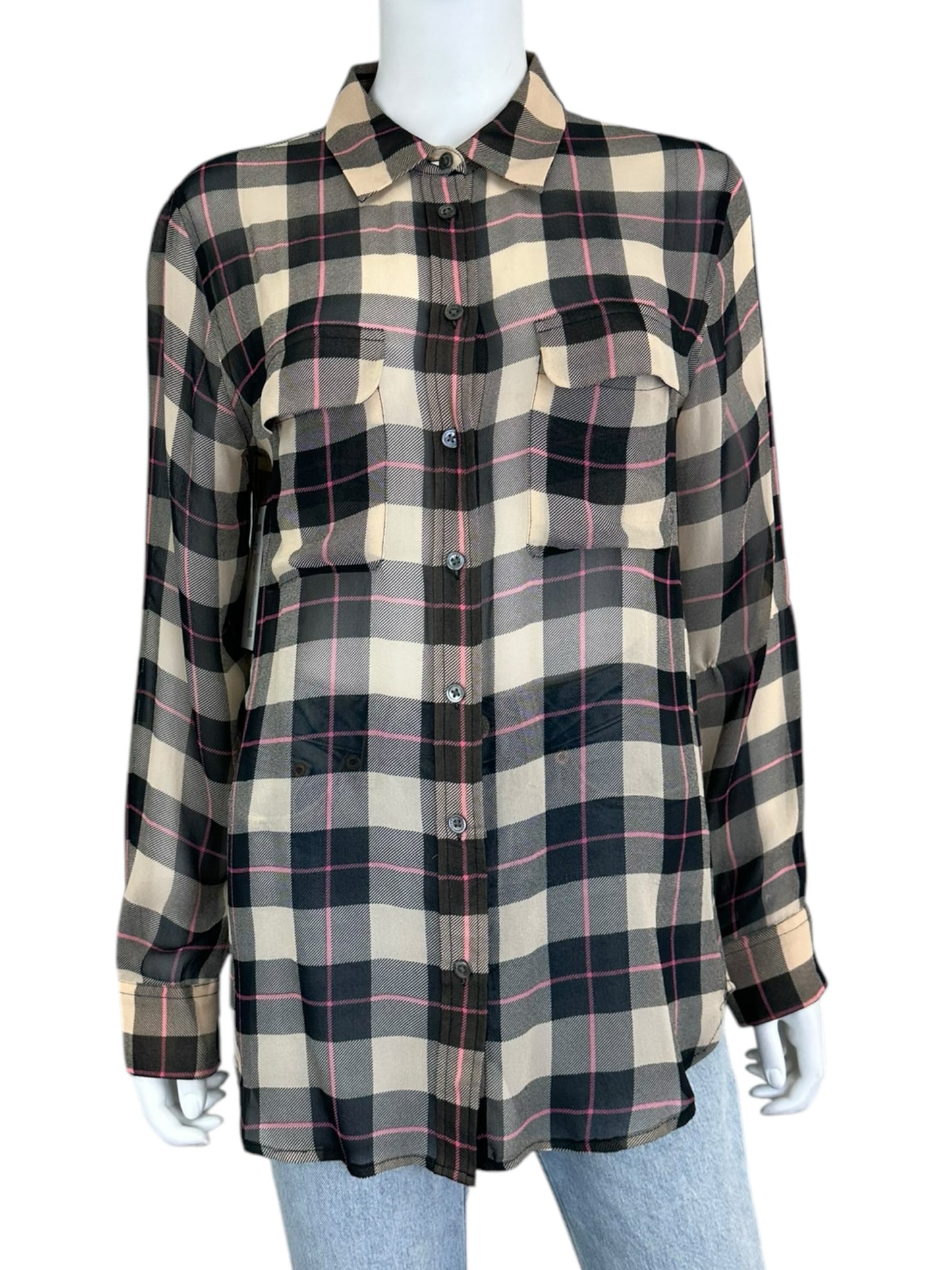 EQUIPMENT Plaid Button-Down Size M