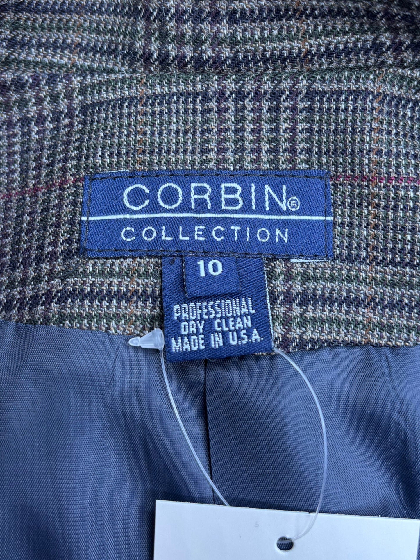 Corbin Collection Grey Plaid Blazer Size 10