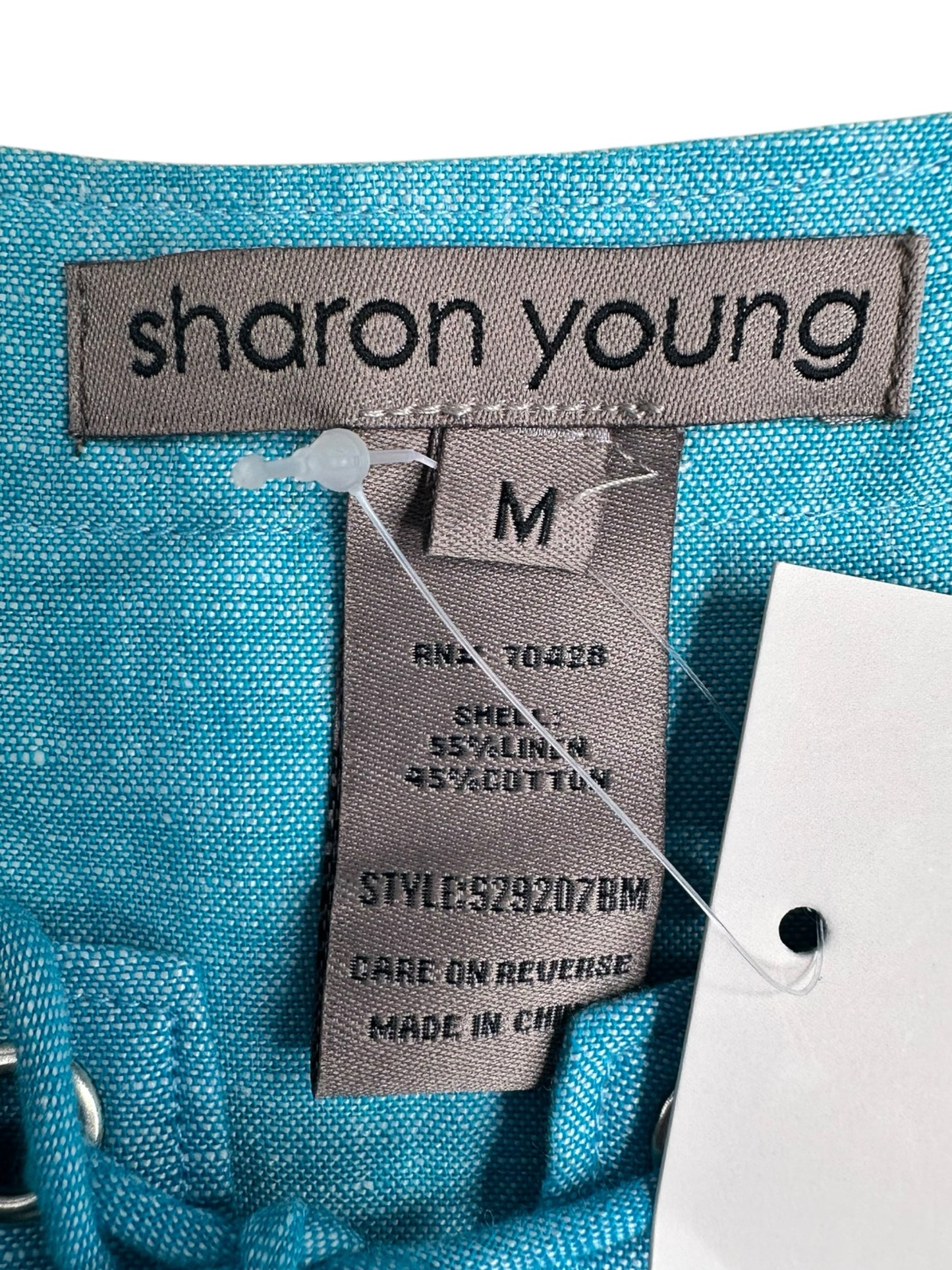 sharon young LINEN BLEND Blue Blouse Size M