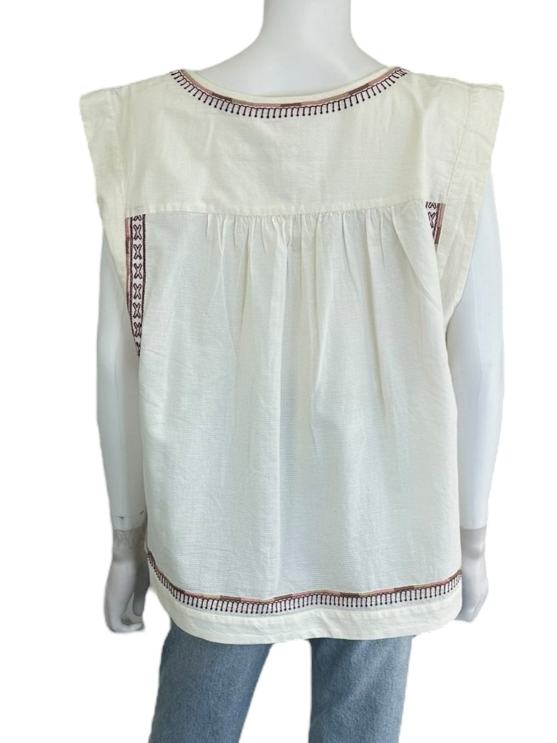 Lucky Brand NWT Cream Embroidered Blouse Size XL
