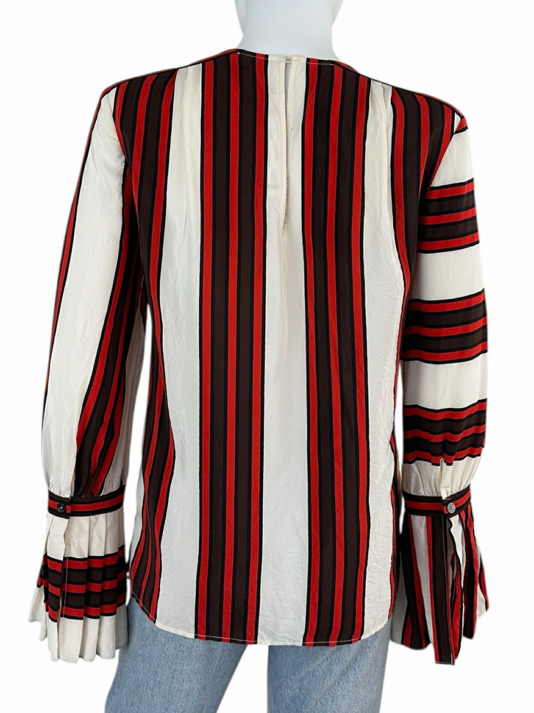 Tory Burch 100% Silk Red Striped Blouse Size 2