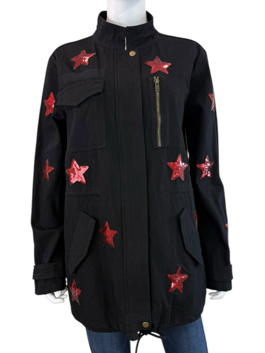 Buddy Love Black Denim Alyssa Cargo Jacket Size L