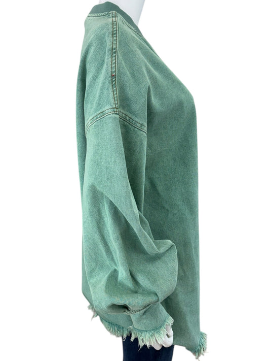 YOHERS NWT Green Oversized Pocket Frayed Hem Mini Dress Size S
