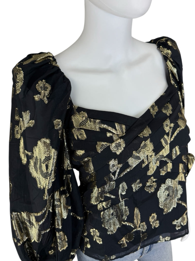 EDITION by EXPRESS NWT Black Metallic Floral Print Blouse Size S