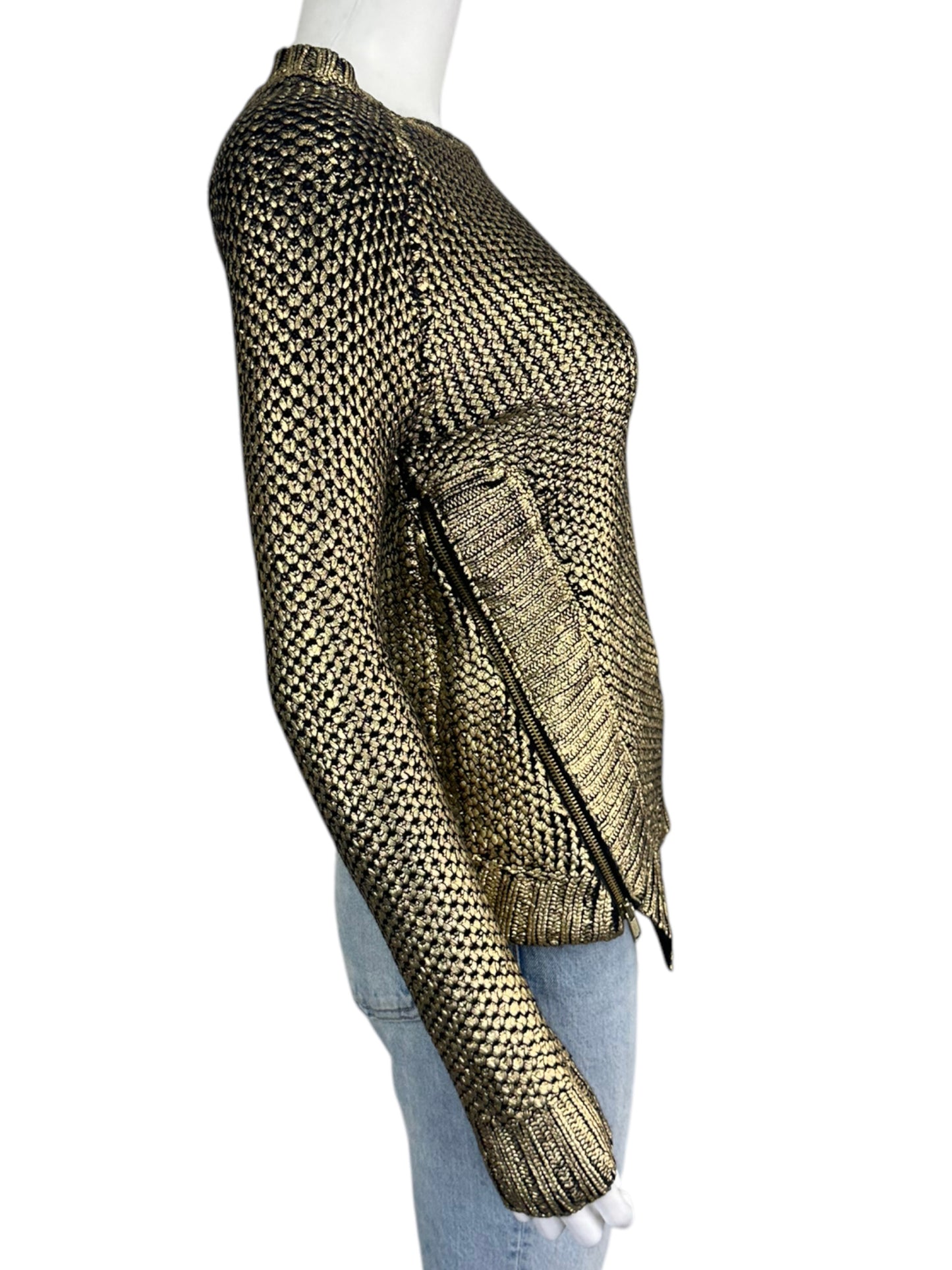 SAKS FIFTH AVENUE Black and Gold Sweater Size XS