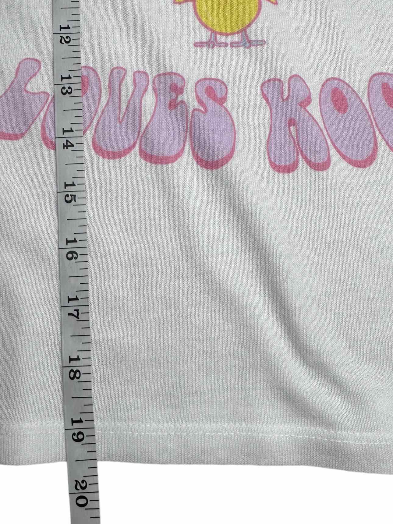 KOCH White Graphic Front Knit Top Size S
