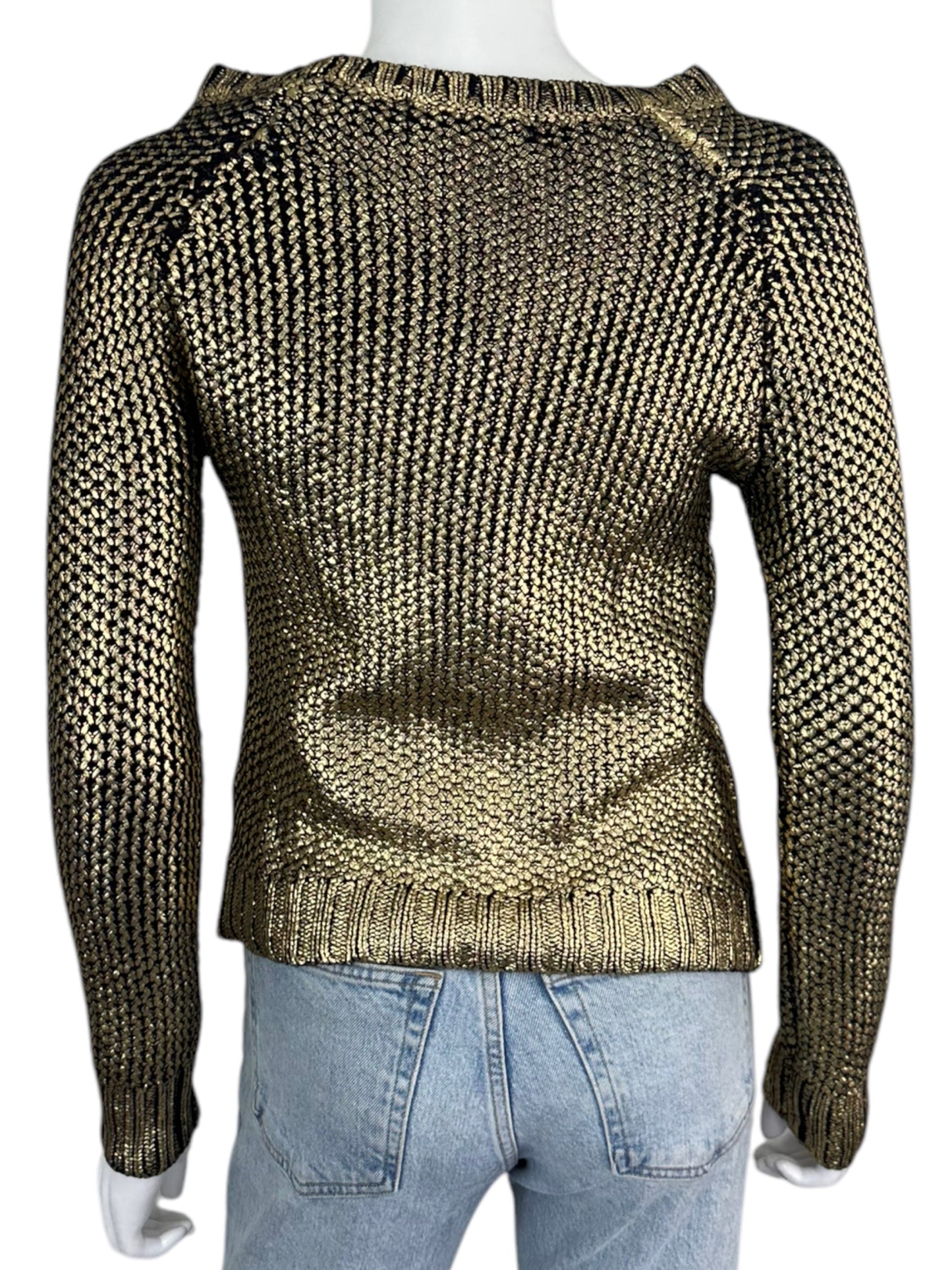 SAKS FIFTH AVENUE Black and Gold Sweater Size XS