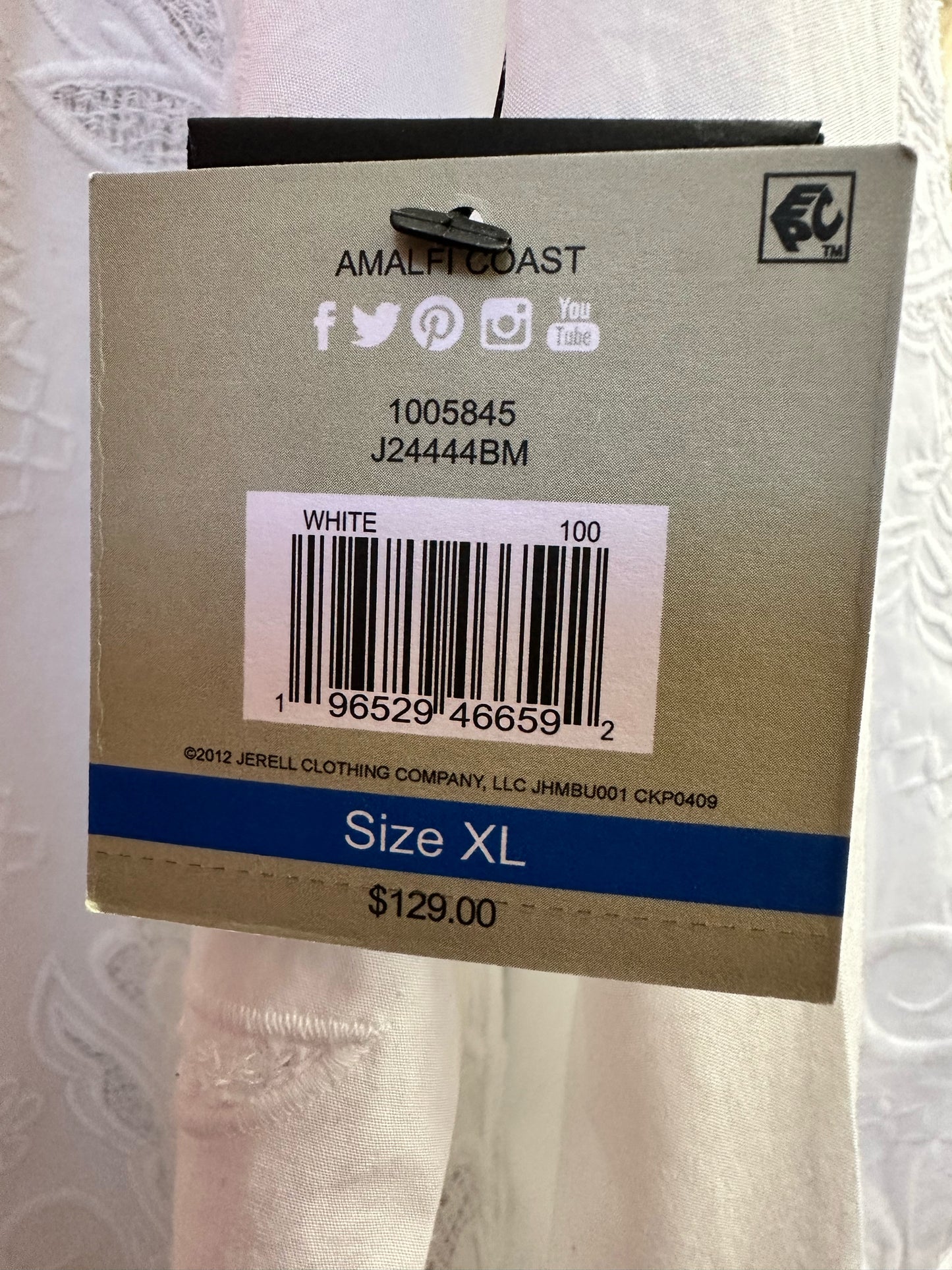 JOHN MARK NWT White Embroidered Button Down Shirt Size XL