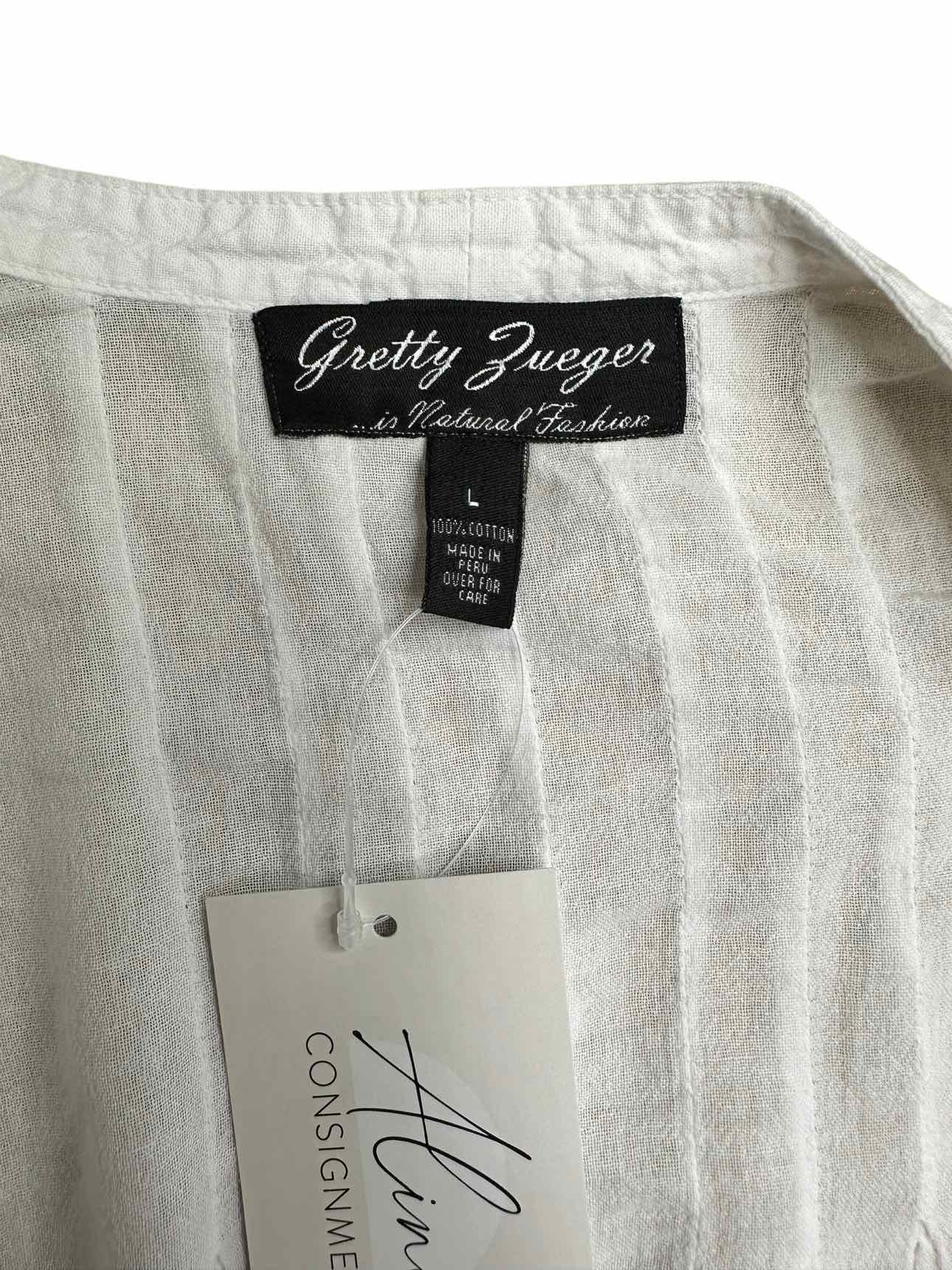 Gretty Zuegar 100% Cotton White Blouse Size L