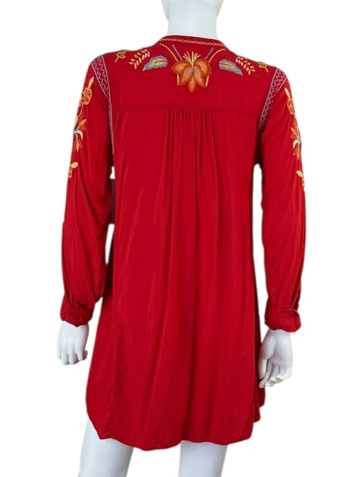 Johnny Was BIYA Red Embroidered Mini Dress Size XS