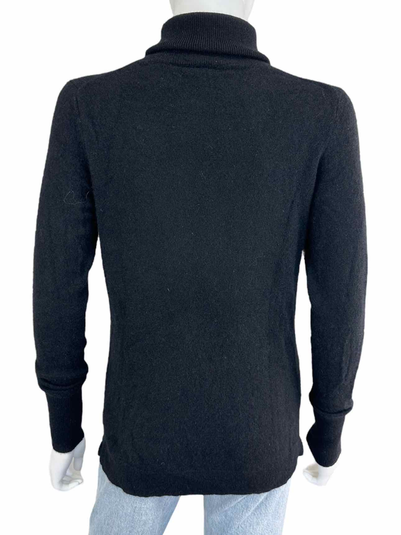 WHITE + WARREN Black 100% Cashmere Turtleneck Sweater Size M