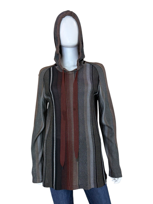 Tory Burch Striped Knit Hoodie Size L