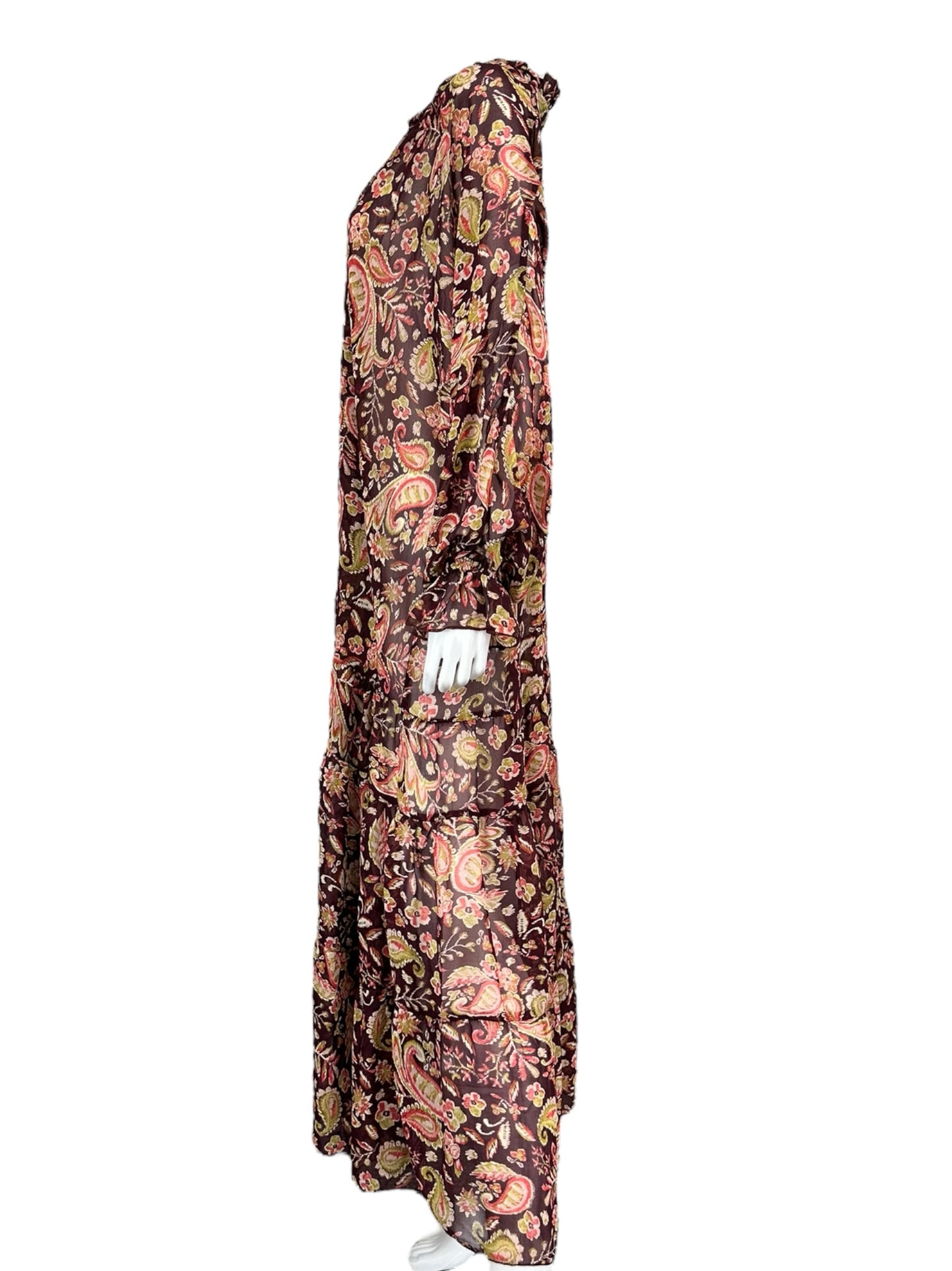 dress forum Burgundy Paisley Mesh Maxi Dress Size L