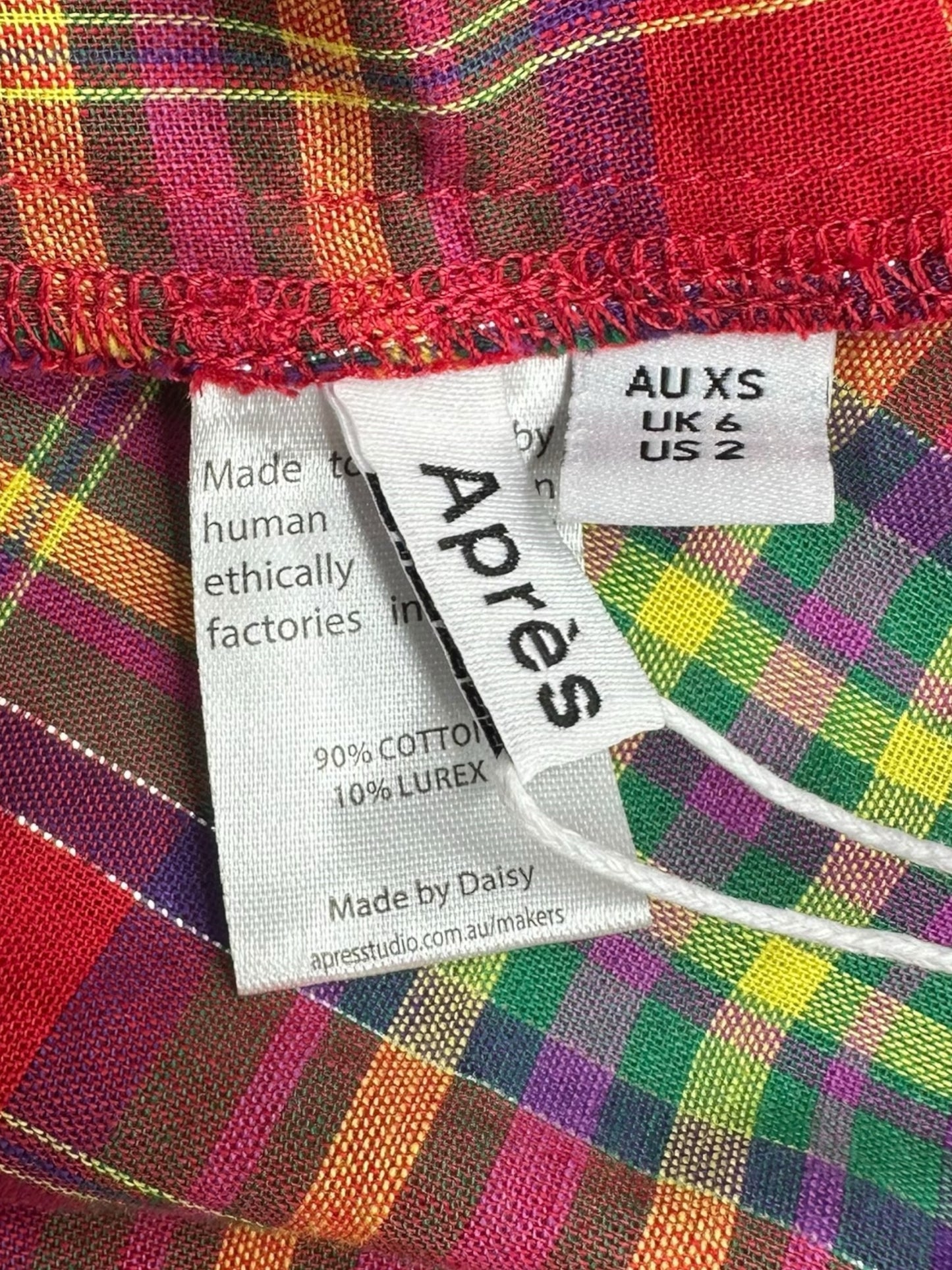 NWT Apres Studio Plaid Mini Dress Size 2