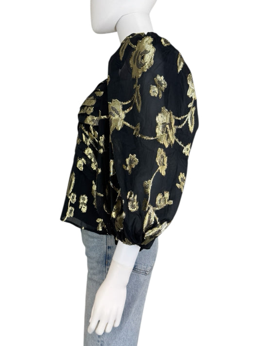 EDITION by EXPRESS NWT Black Metallic Floral Print Blouse Size S