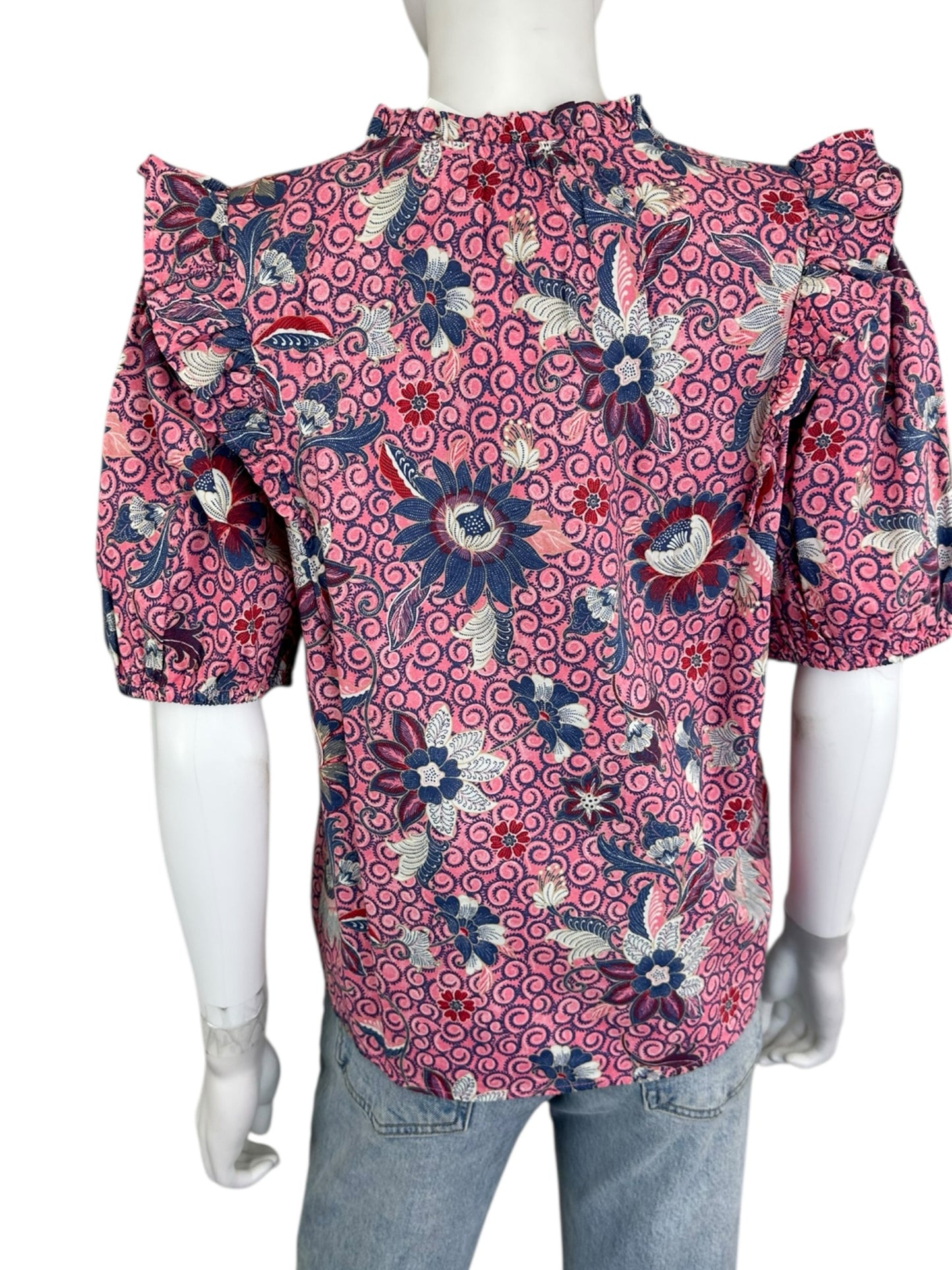 LOFT Pink And Blue Blouse Size XS