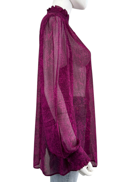 Chico's NWT Purple Ridge Reptile Print Blouse Size L