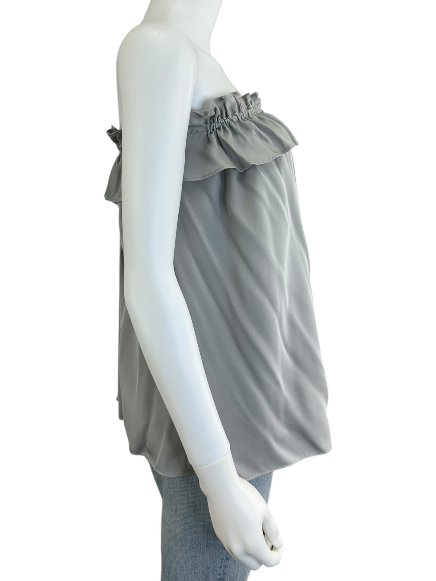 MILLY Gray Silk Strapless Blouse Size 8