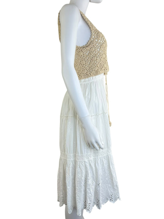 anthropologie Cream Crochet Eyelet Sundress Size S