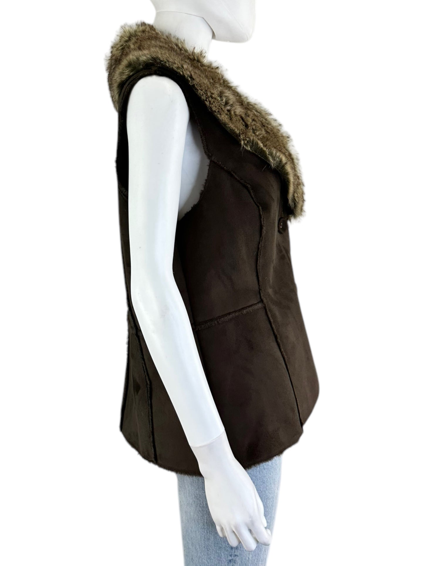 TRIBAL Brown Vegan Suede Vest Size L