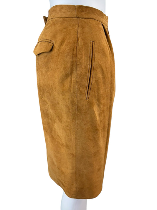CARLISLE Tan 100% Suede Mini Skirt Size S
